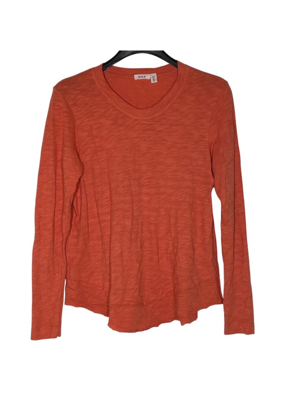 Wilt Long Sleeve Mock Layer Slub Cotton Top Sz XS Orange Minimalist Lagenlook